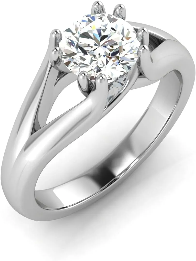 GEMHUB Lab Created G VS1 Diamond 14k White Gold 1. CT Round Cut Solitaire Couples Promise Ring Size 4 5 5