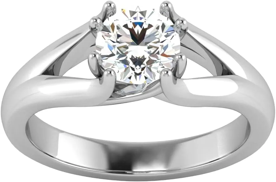 GEMHUB Lab Created G VS1 Diamond 14k White Gold 1. CT Round Cut Solitaire Couples Promise Ring Size 4 5 5
