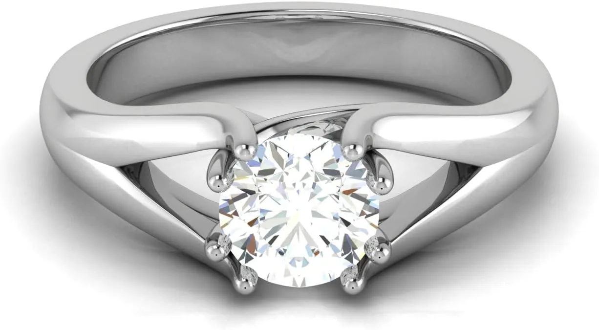 GEMHUB Lab Created G VS1 Diamond 14k White Gold 1. CT Round Cut Solitaire Couples Promise Ring Size 4 5 5