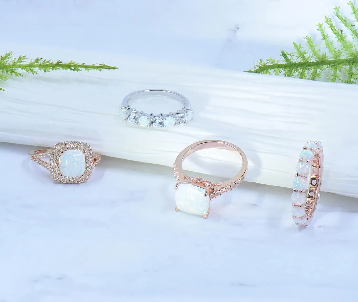 Gemstone Eternity Band Ring, 14K Rose Gold-plated Sterling Silver/14K Gold-plated Sterling Silver/Sterling Silver, Round Stones, Birthstone Rings for Women (4 mm stone)