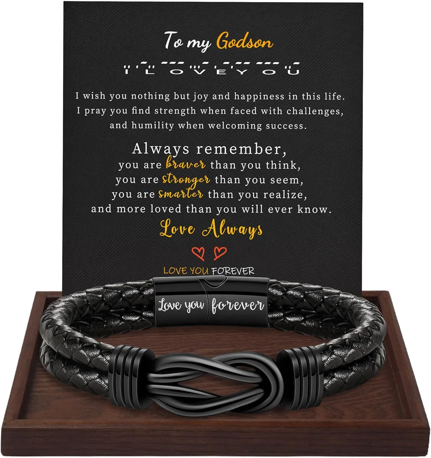 Gifts for Men Leather Bracelet Brown Braided Forever I Love You Gifts for Him Infinity Cuff Bracelets Birthday Gifts for Boyfriend Son Grandson Husband Dad Mens Fathers Day Gift