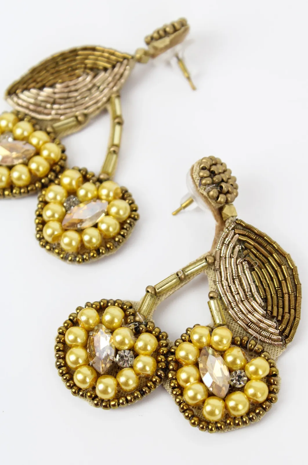 Gold beaded cherry earrings