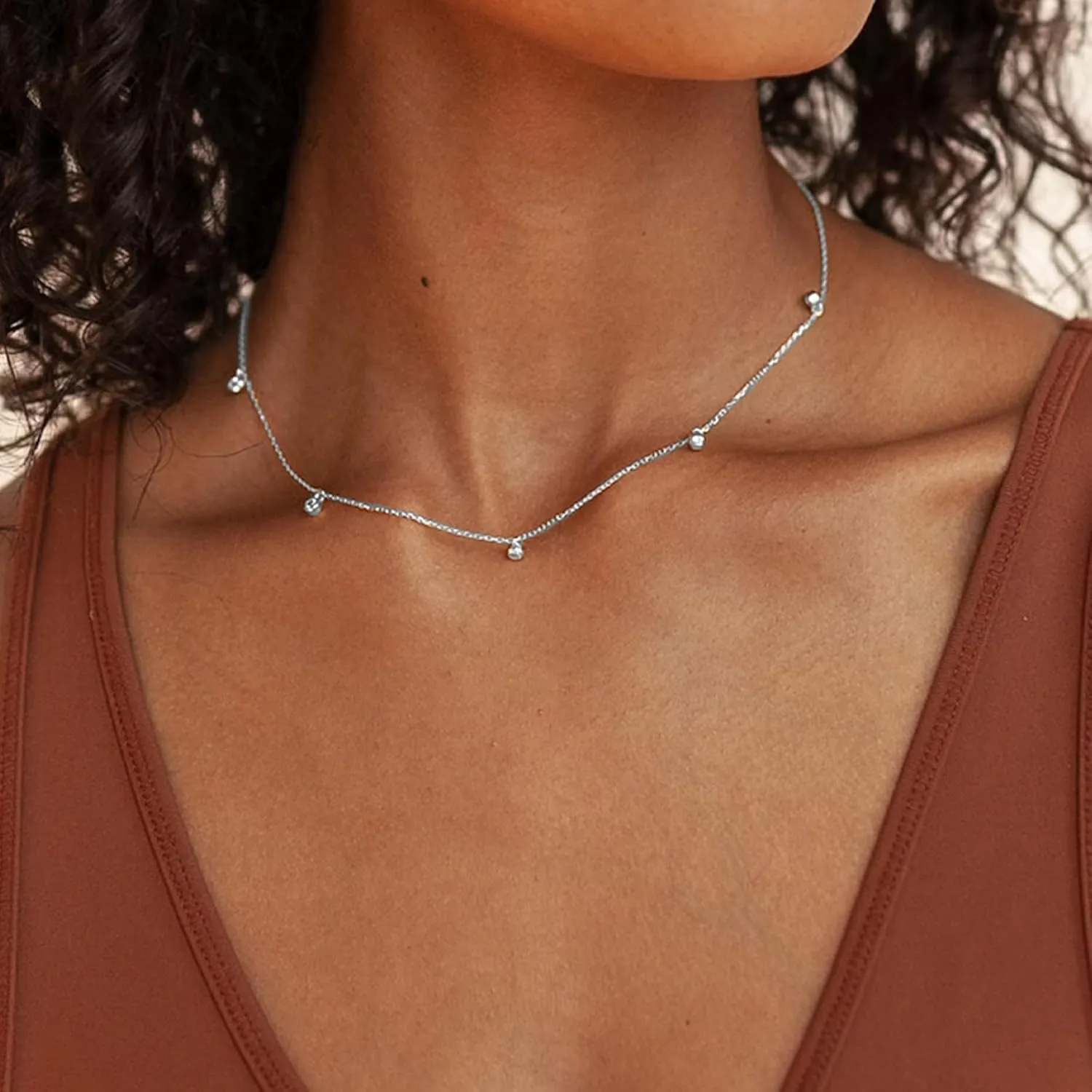 Gold Choker Necklaces for Women Trendy Rhinestone Charm Necklace Dainty Chain Necklace Women 14k Gold Jewelry Gifts Minimalist Simple Gold Jewelry
