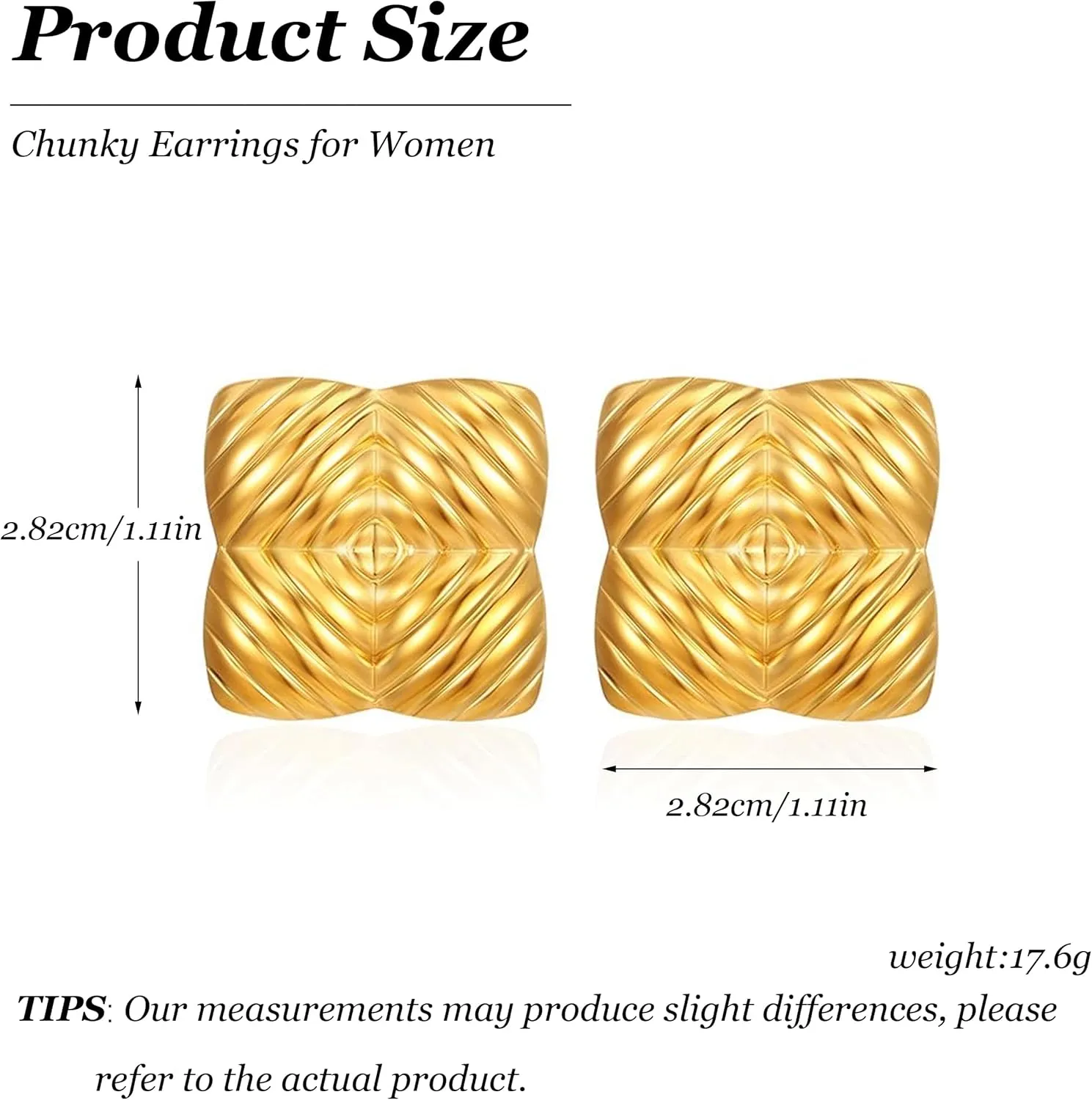 Gold Chunky Earrings for Women Large Gold Statement Earrings Big Gold Teardrop Stud Earrings Exaggerated Geometric Dangle Earrings Vintage Jewelry for Women