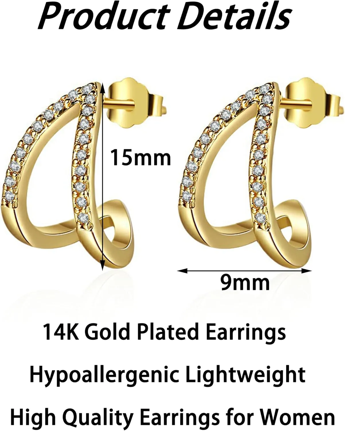 Gold Earrings for Women 14k Real Golds Silver Plated Chunky Stud Earring Statement Drop Hypoallergenic Earring Trendy Jewelry Gifts for Women
