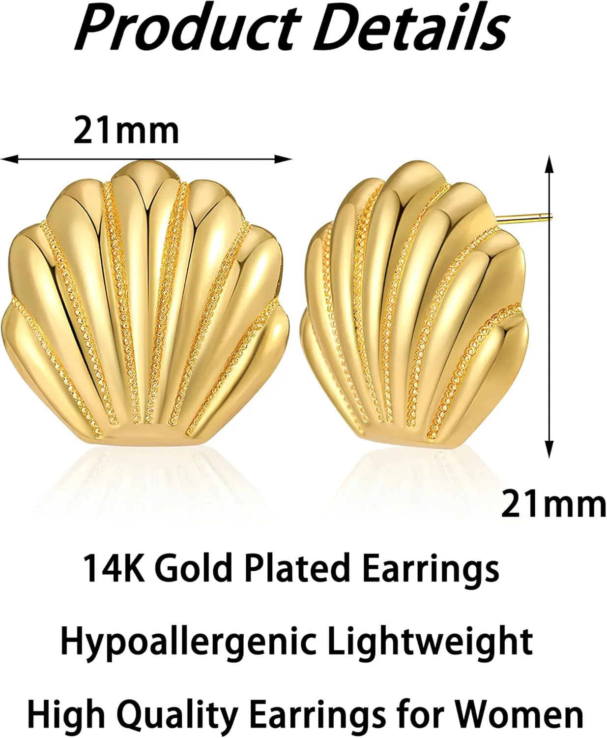 Gold Earrings for Women 14k Real Golds Silver Plated Chunky Stud Earring Statement Drop Hypoallergenic Earring Trendy Jewelry Gifts for Women