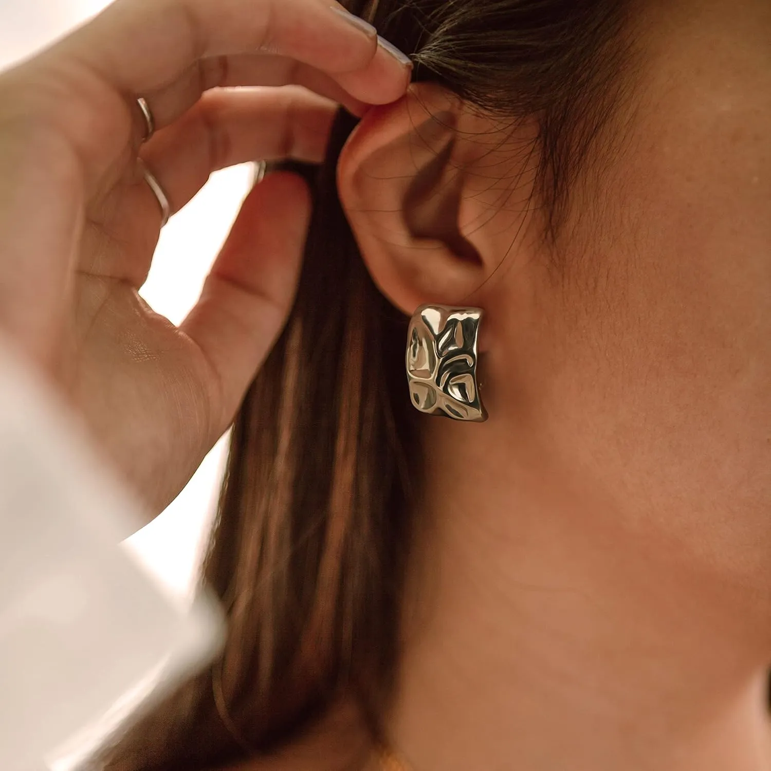 Gold Geometric Earrings for Women, Chunky Gold Dangle Earrings Trendy Vintage Statement Earrings Dupes Jewelry for Her