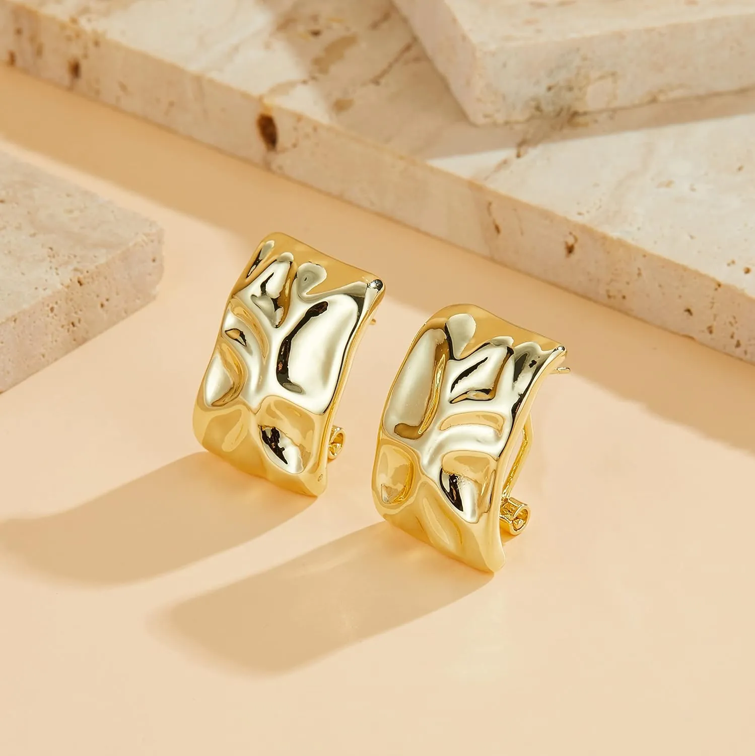 Gold Geometric Earrings for Women, Chunky Gold Dangle Earrings Trendy Vintage Statement Earrings Dupes Jewelry for Her