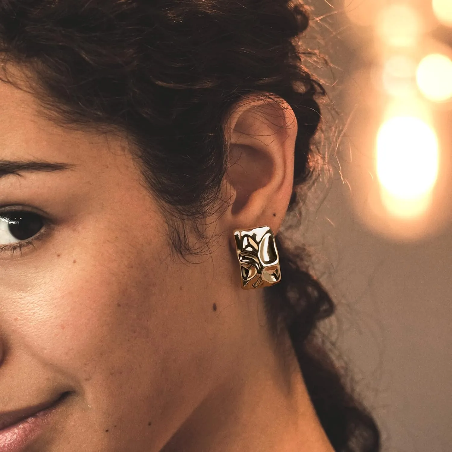 Gold Geometric Earrings for Women, Chunky Gold Dangle Earrings Trendy Vintage Statement Earrings Dupes Jewelry for Her