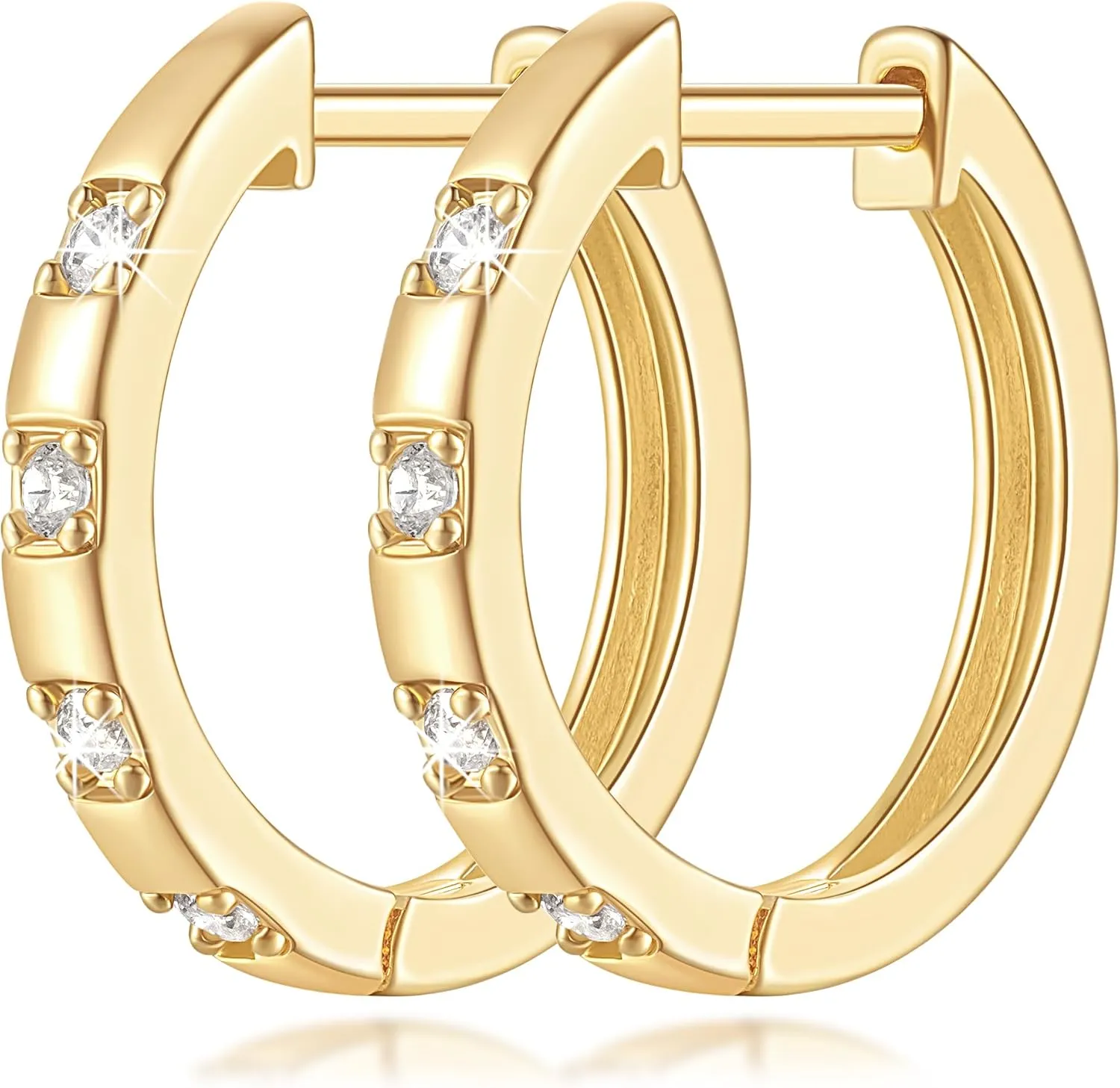 Gold Hoop Earrings for Women 14K Gold Hoop Earrings Cubic Zirconia Lightweight Hoops Earring for Women 20mm