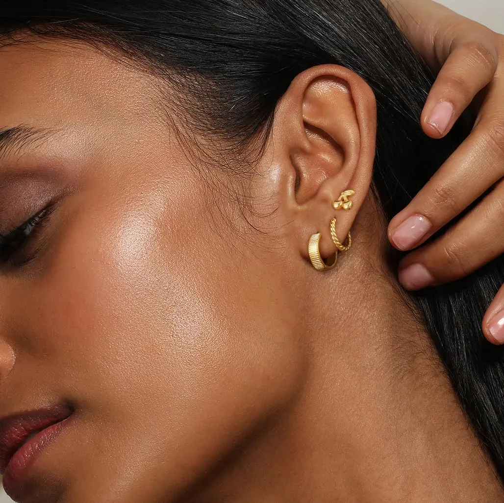 Gold Hoop Earrings Set for Women - Trendy 14K Gold Plated Dainty Huggie Earrings - Studs, Cartilage Earrings - Hypoallergenic - Jewelry Gifts for Women