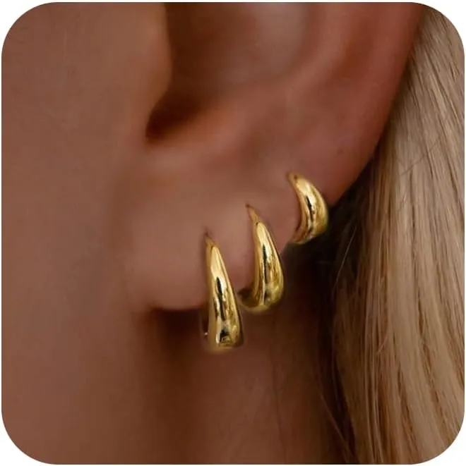 Gold Hoop Earrings - Women's Trendy Dainty Small Huggie Earrings - Gold Jewelry Gifts