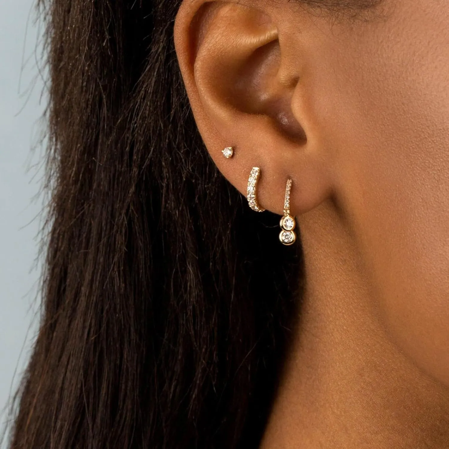 Gold Hoop Earrings - Women's Trendy Hypoallergenic Cubic Zirconia Stud Earrings