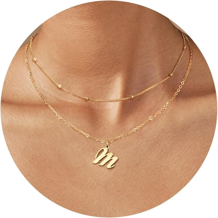 Gold Initial Necklace for Women, Dainty 18K Gold Plated Initial Necklace A-Z Pendant Choker Necklace Trendy Cute Initial Letter Necklace Gold Jewelry Necklace for Gift