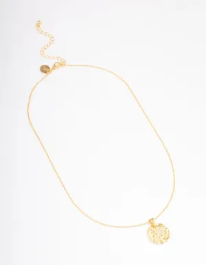 Gold Plated Sagittarius Coin Pendant Necklace