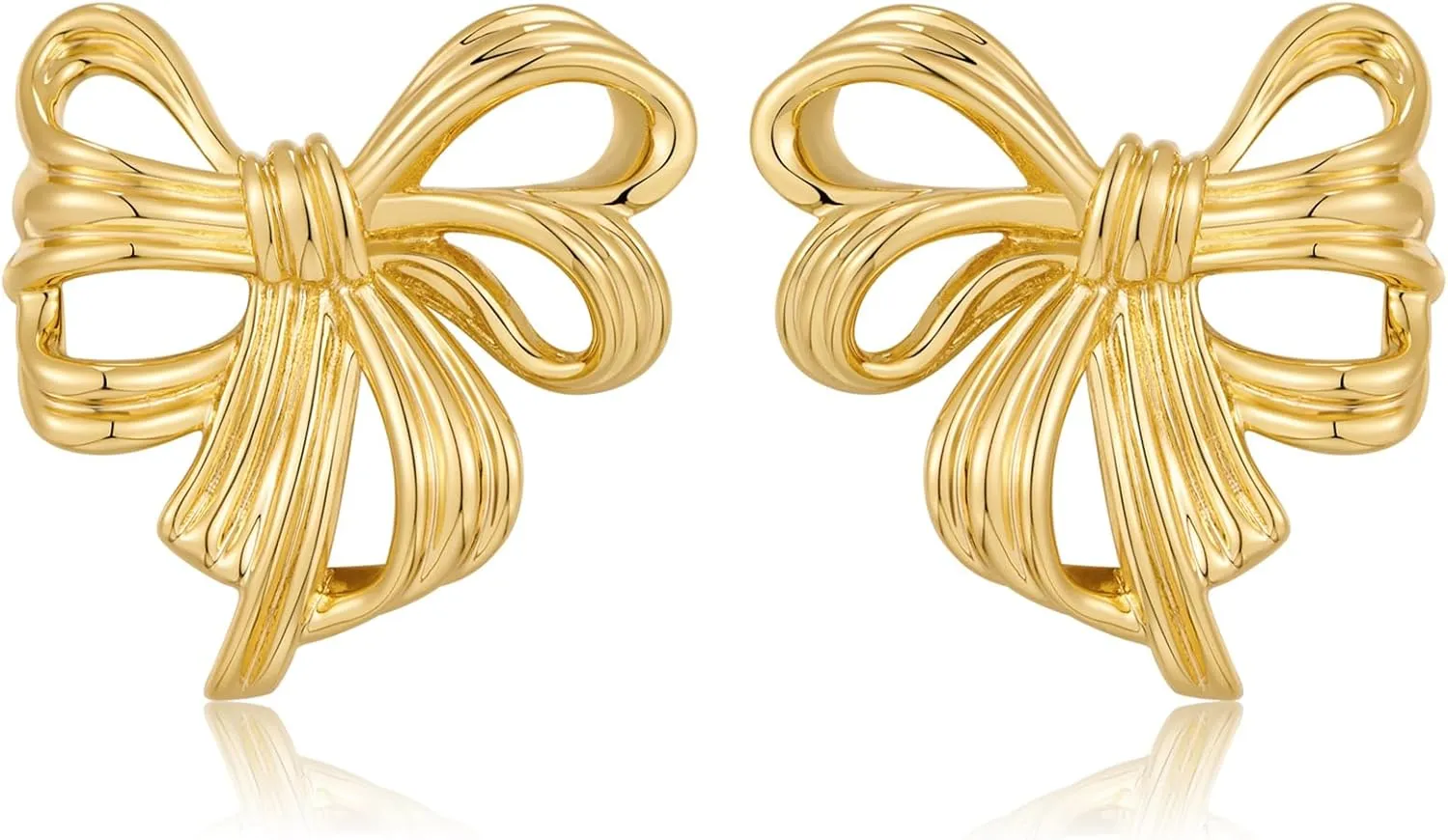 Gold Silver Bow Earrings for Women Cute Bowknot Stud Earrings Trendy Ribbon Bow Earrings Fashion Jewelry
