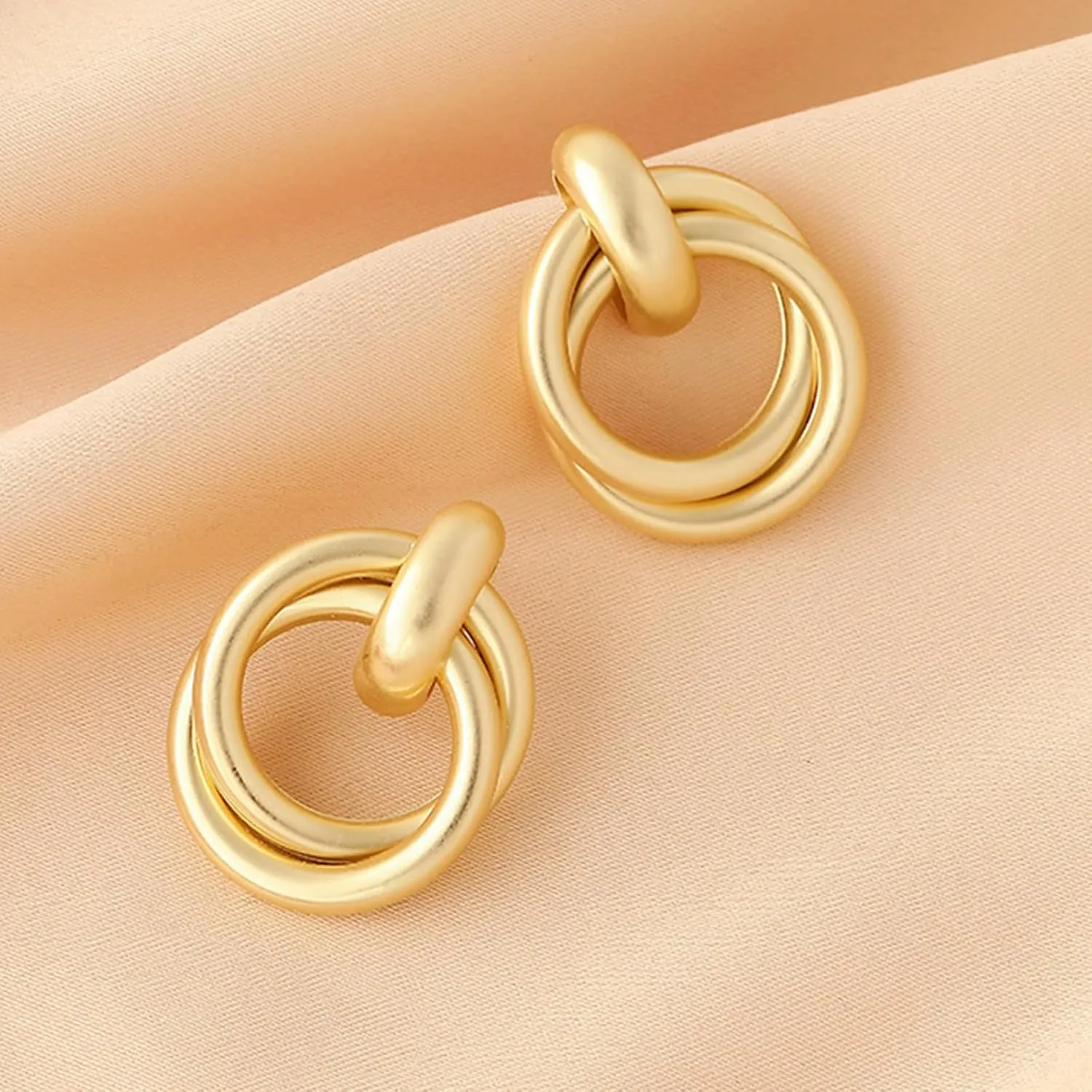 Gold Statement Earrings for Women Gold Geometric Drop Dangle Earrings Chunky Trendy Knot Stud Earrings Long Link Dangle Earrings Jewelry for Women