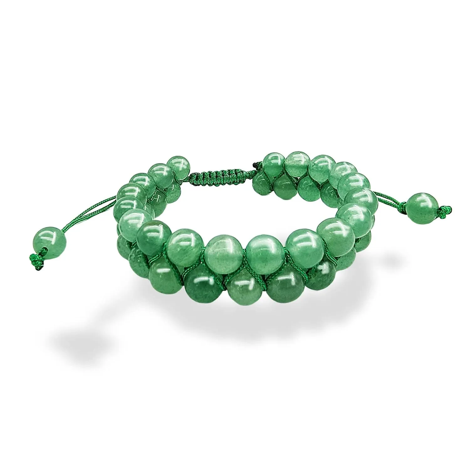 Green Jade Bracelet Double Row Healing Wrap Adjustable Woven Bracelets Meditation Relax Anxiety Bangle for Womens Mens (green)