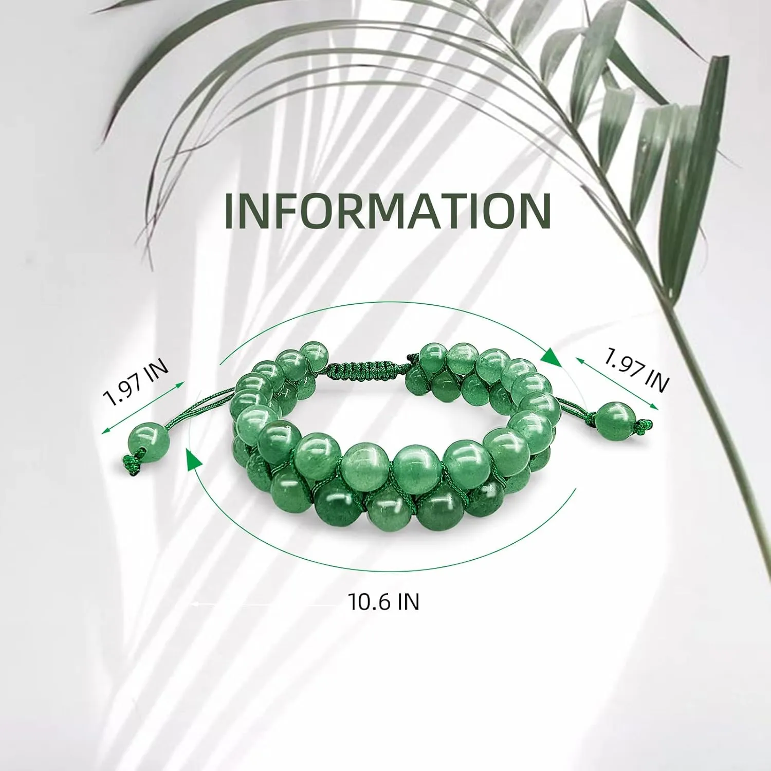 Green Jade Bracelet Double Row Healing Wrap Adjustable Woven Bracelets Meditation Relax Anxiety Bangle for Womens Mens (green)