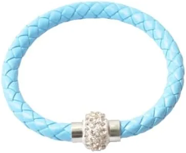 handmade beaded bracelet, suitable for both men and women, PU leather rope woven bracelet, couple bracelet (blue)
