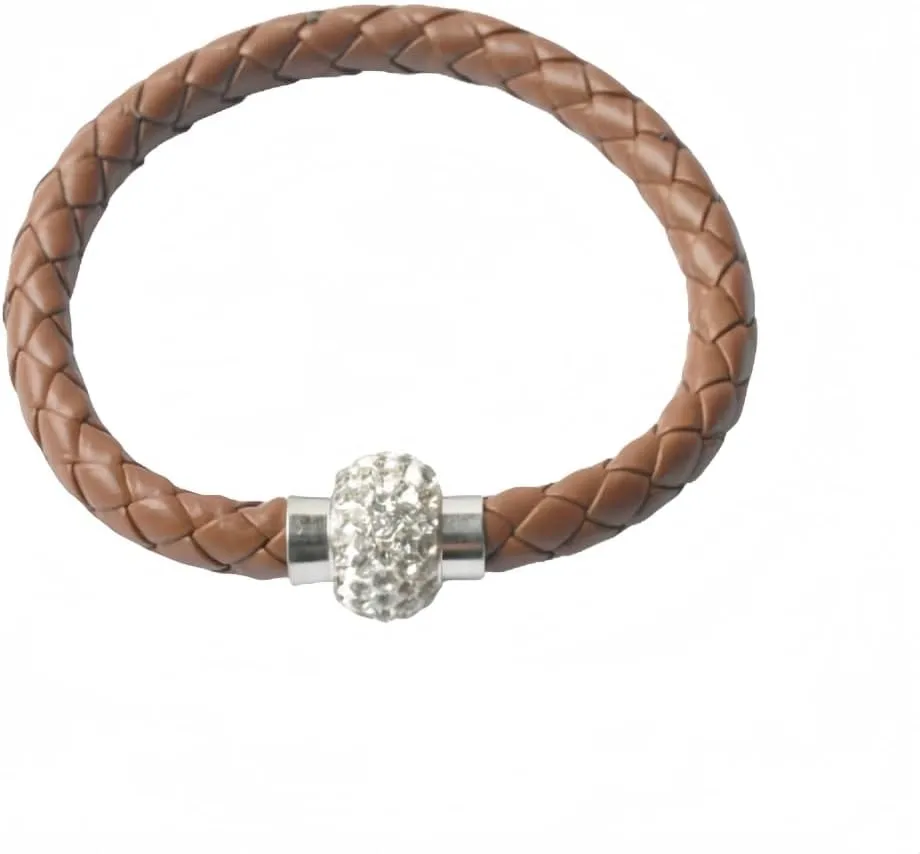 handmade beaded bracelet, suitable for both men and women, PU leather rope woven bracelet, couple bracelet (brown)