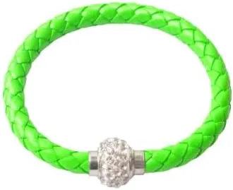handmade beaded bracelet, suitable for both men and women, PU leather rope woven bracelet, couple bracelet (green)