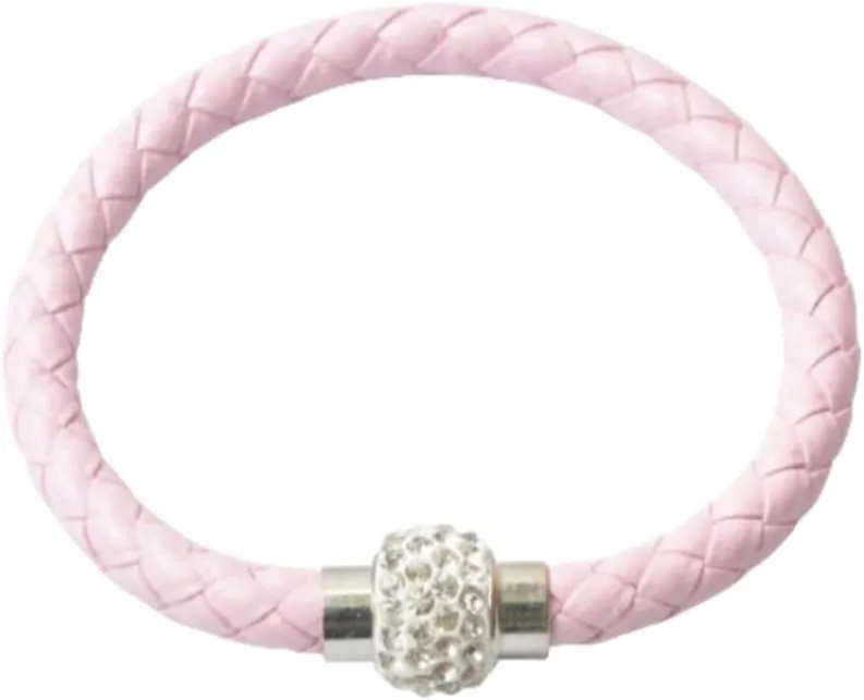handmade beaded bracelet, suitable for both men and women, PU leather rope woven bracelet, couple bracelet (pink)