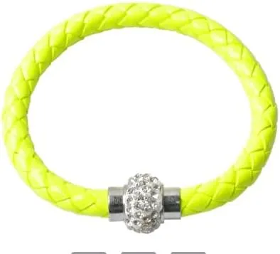 handmade beaded bracelet, suitable for both men and women, PU leather rope woven bracelet, couple bracelet (yellow)