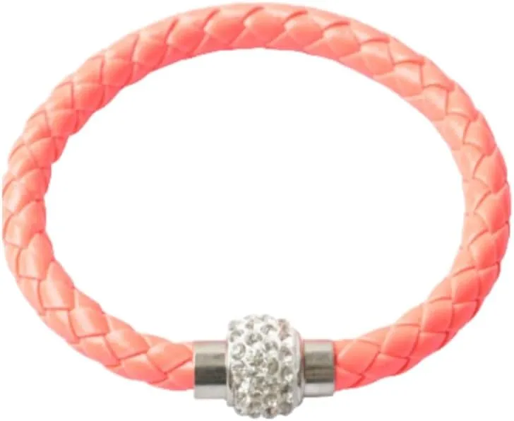 handmade beaded bracelet, suitable for both men and women, PU leather rope woven bracelet for couples (light red)