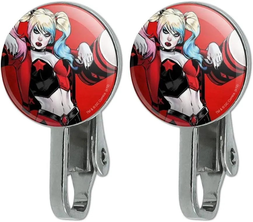 Harley Quinn Character Novelty Clip-On Stud Earrings