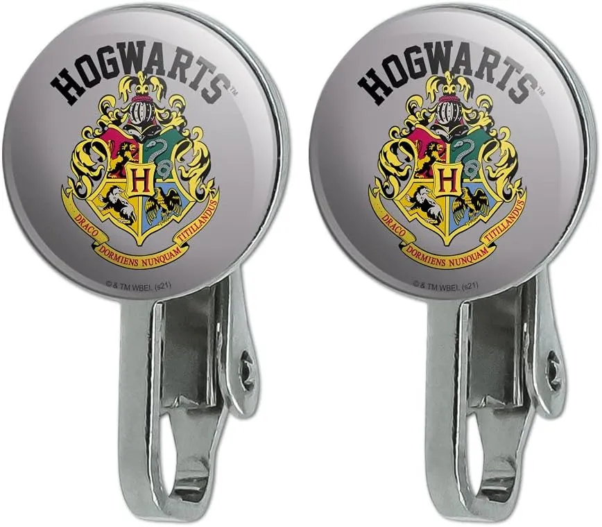 Harry Potter Hogwarts Crest Novelty Clip-On Stud Earrings