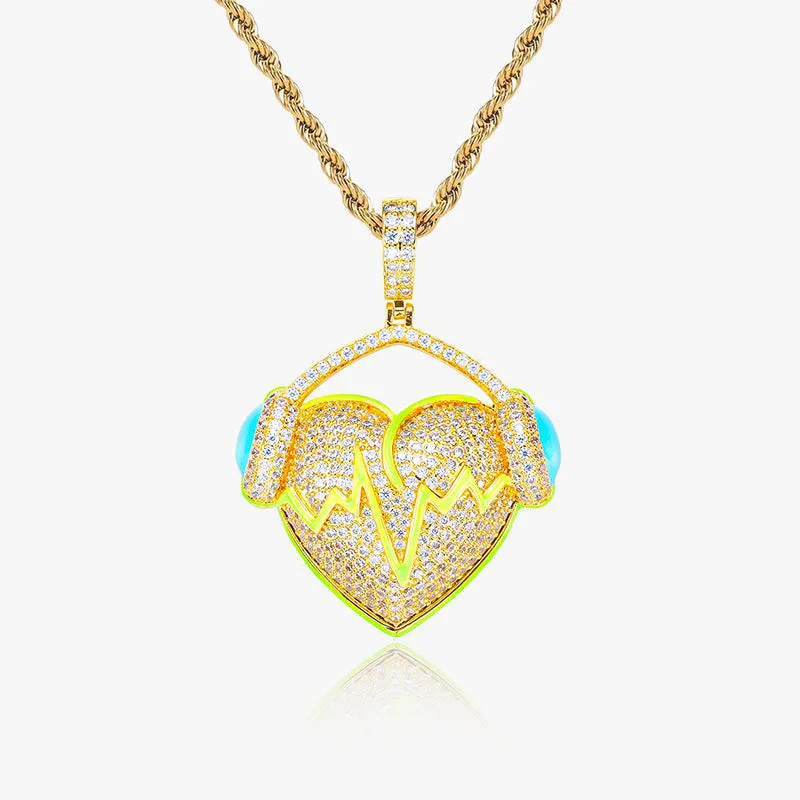 Headphones Heartbeat Pendant