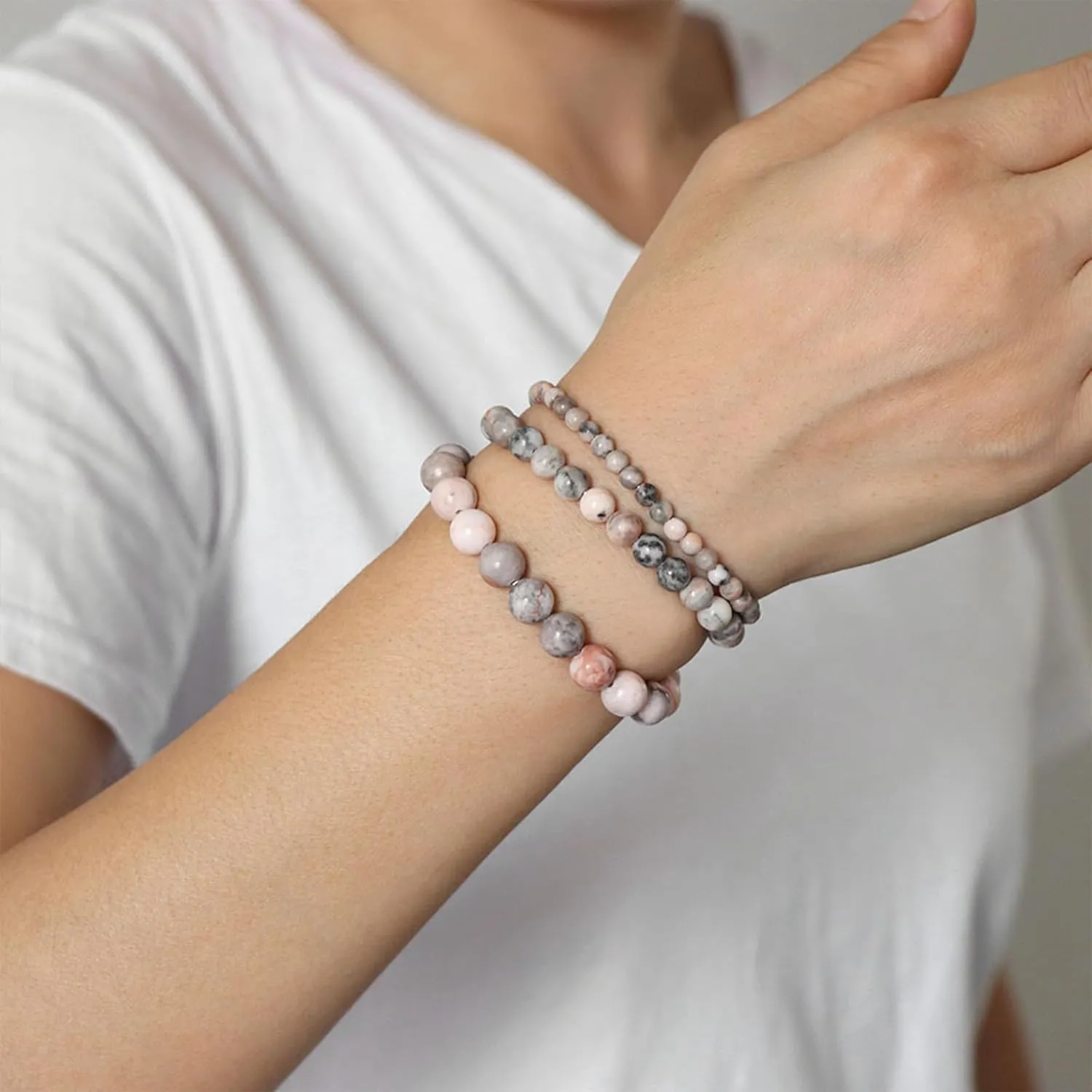 Healing Crystal Bracelet for Women Bead Bracelet Handmade Natural Stone Bracelets Semi-Precious Gemstone Bracelets Stretch Crystal Beaded Bracelets Healing Gifts for Women Girls