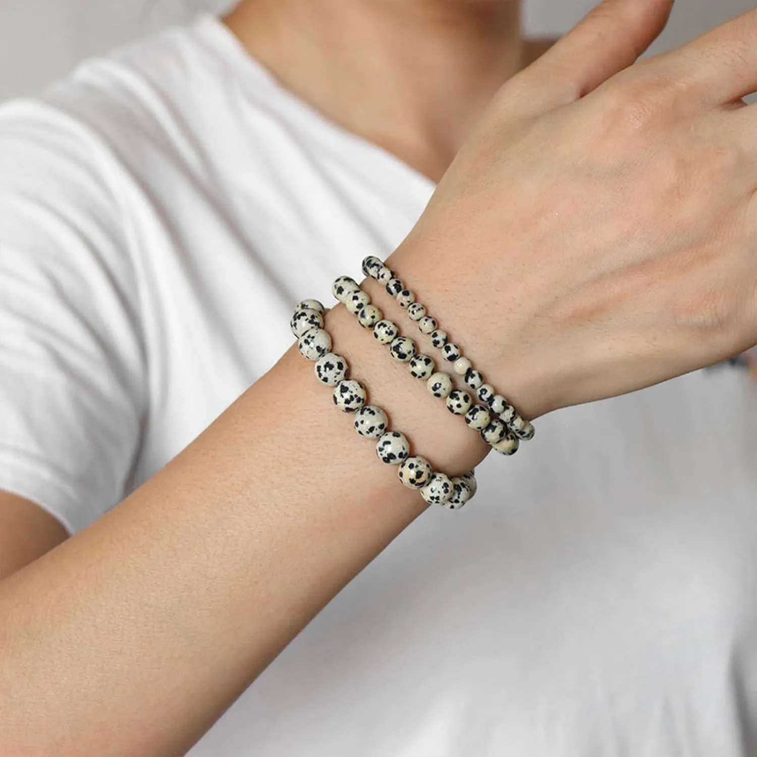 Healing Crystal Bracelet for Women Bead Bracelet Handmade Natural Stone Bracelets Semi-Precious Gemstone Bracelets Stretch Crystal Beaded Bracelets Healing Gifts for Women Girls