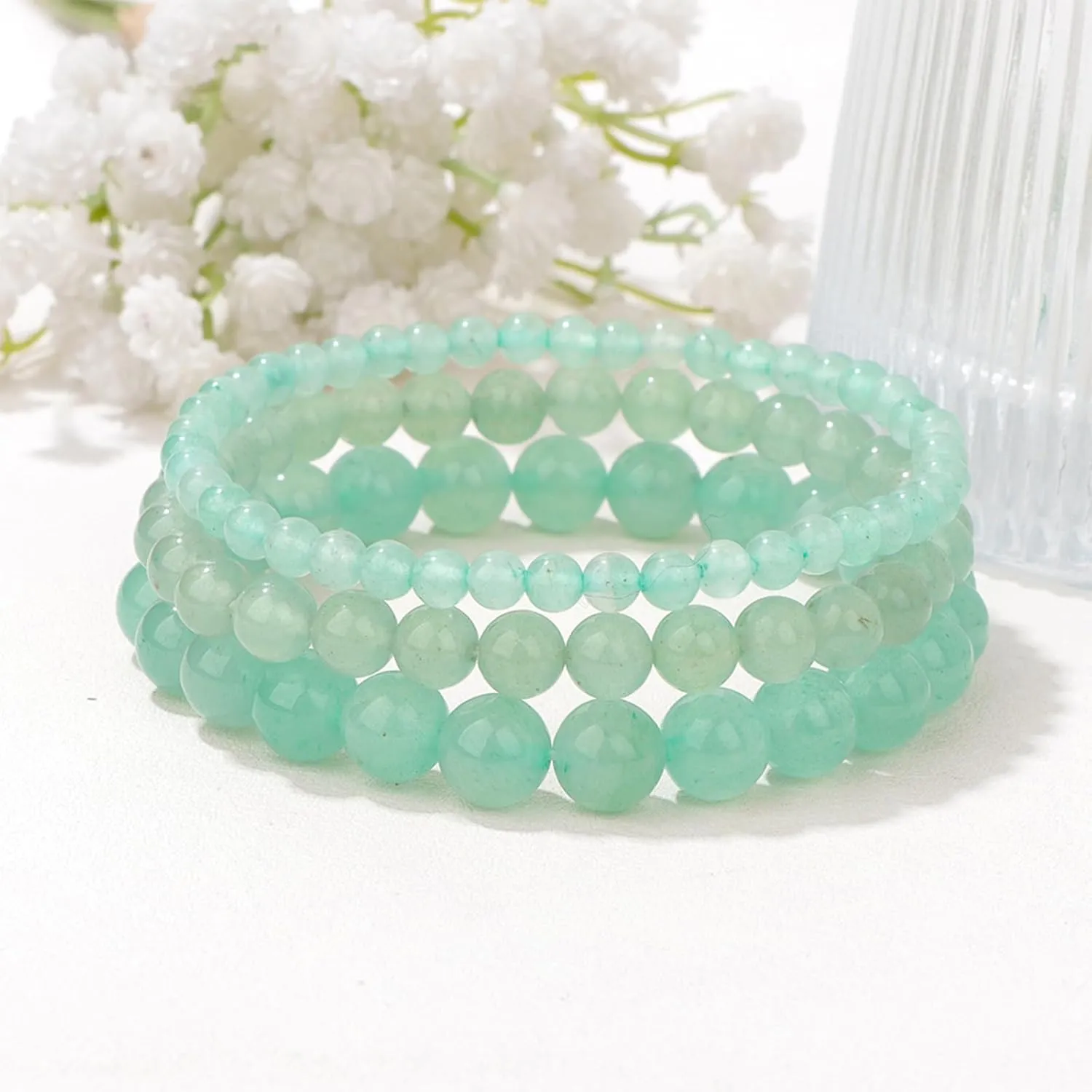 Healing Crystal Bracelet for Women Bead Bracelet Handmade Natural Stone Bracelets Semi-Precious Gemstone Bracelets Stretch Crystal Beaded Bracelets Healing Gifts for Women Girls
