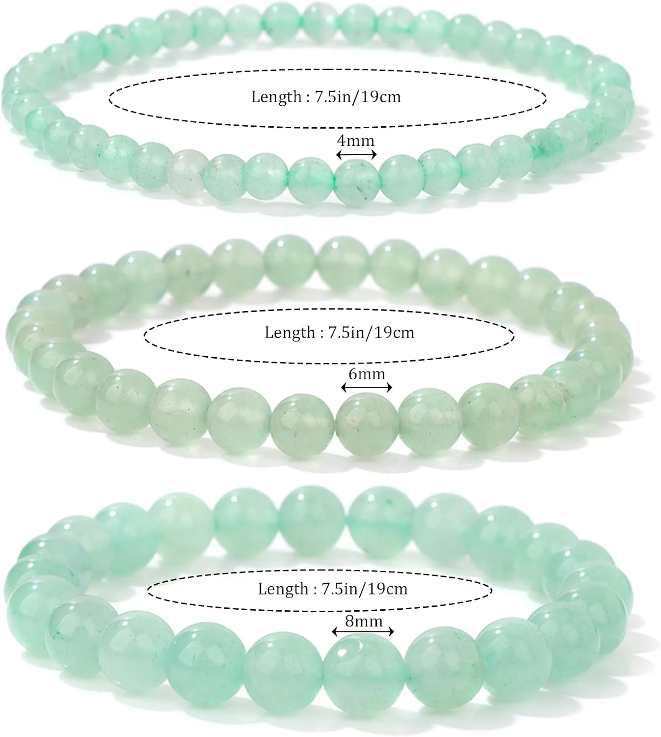 Healing Crystal Bracelet for Women Bead Bracelet Handmade Natural Stone Bracelets Semi-Precious Gemstone Bracelets Stretch Crystal Beaded Bracelets Healing Gifts for Women Girls