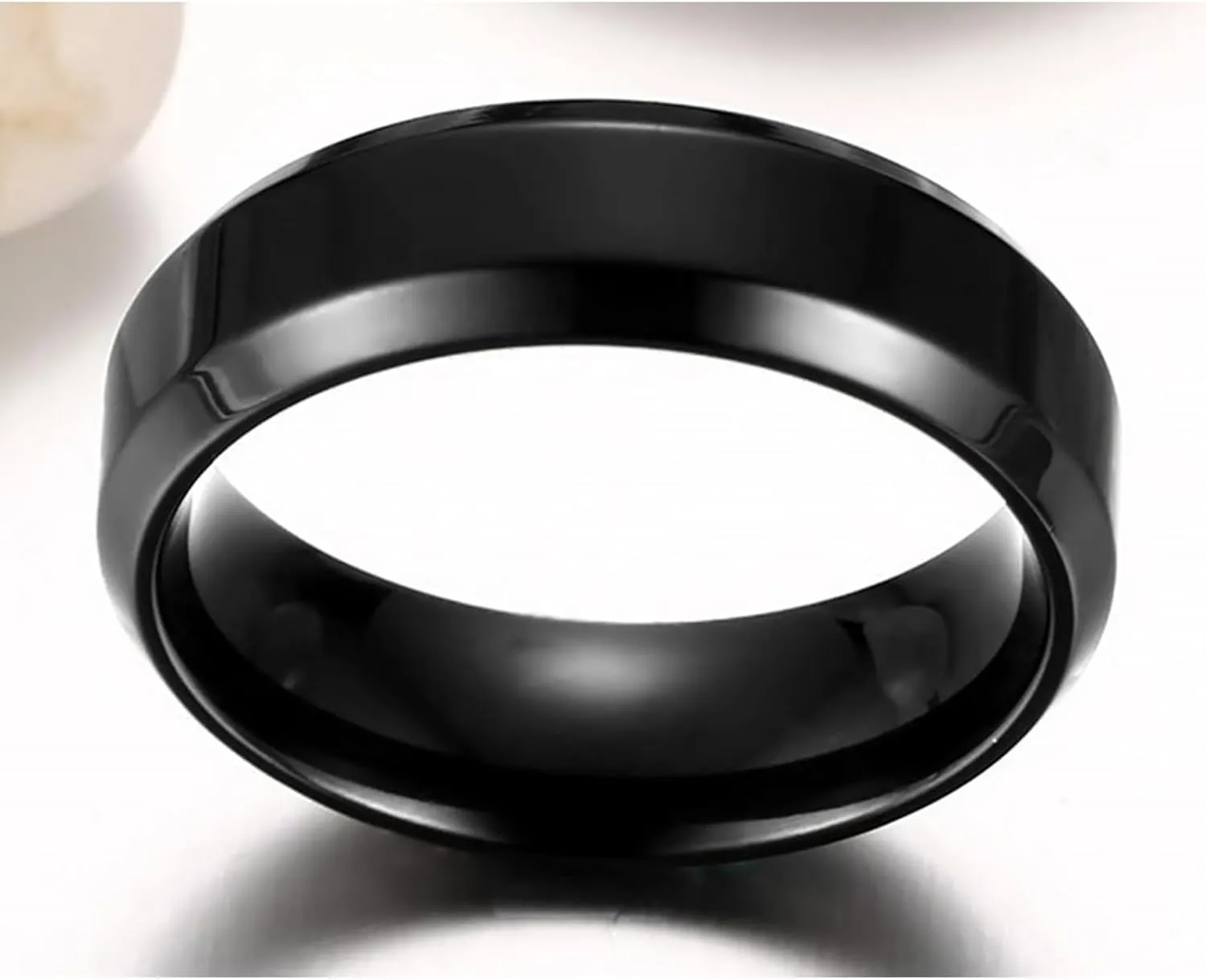 His and Her Rings Wedding Ring Set, Stainless Steel Couples Rings Promise Rings Comfort Fit Black Ring 6mm Heart Cubic Zirconia
