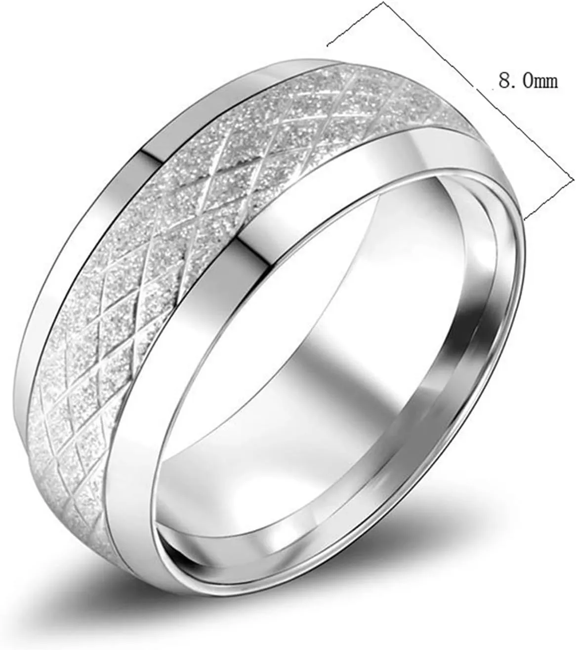 His and Her Wedding Rings Sets, Stainless Steel Engagement Rings for Couples Set Comfort Fit Silver Matte Ring 8mm