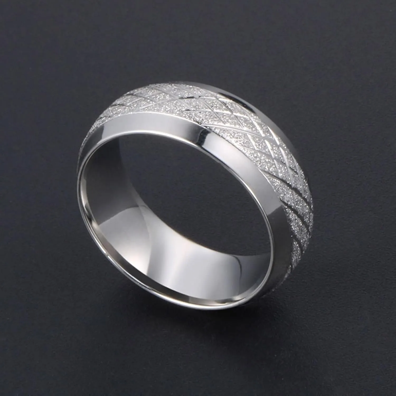 His and Her Wedding Rings Sets, Stainless Steel Engagement Rings for Couples Set Comfort Fit Silver Matte Ring 8mm