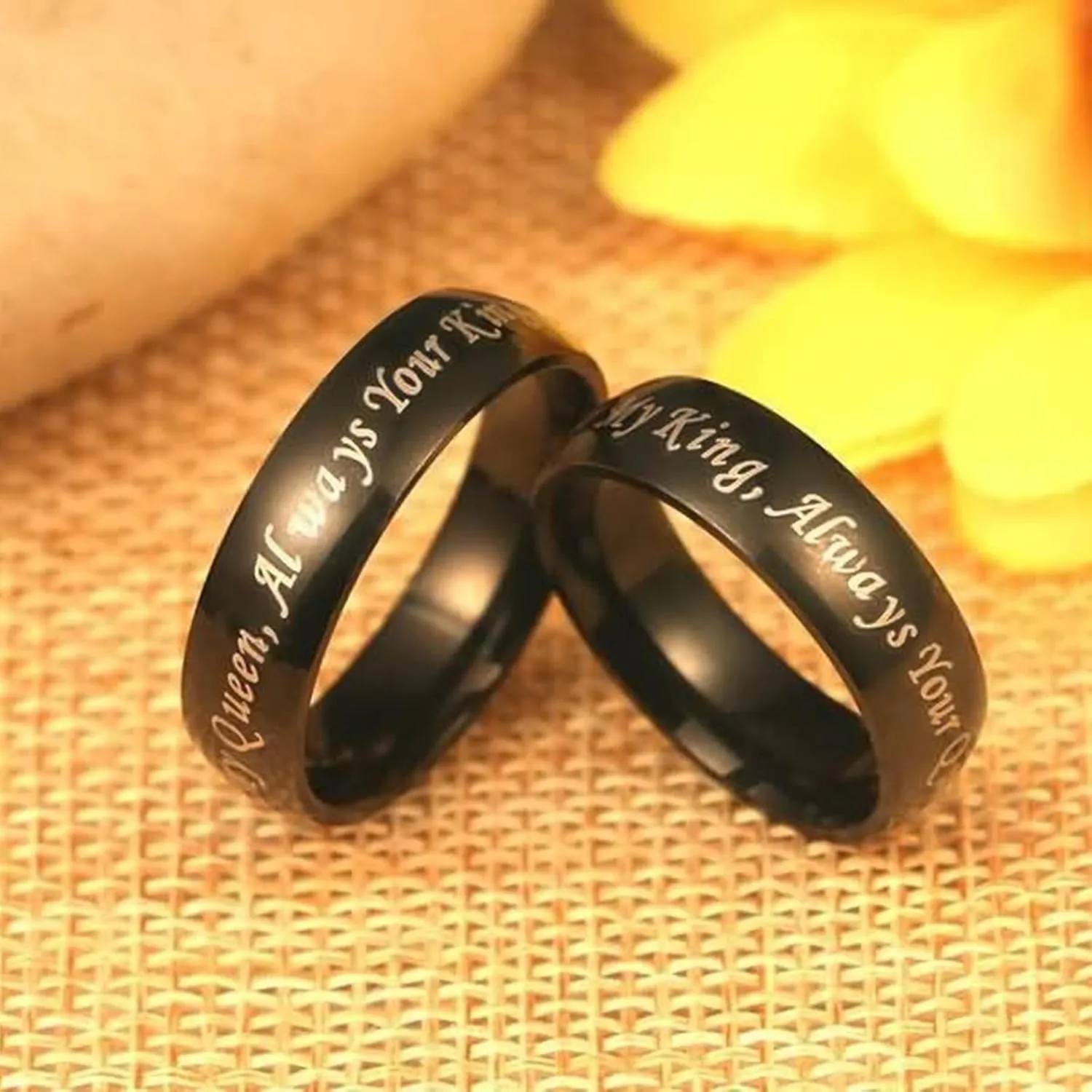 His and Hers Rings Sets, Engagement Rings for Couples Set Stainless Steel Comfort Fit 6mm Forever King and Queen Ring