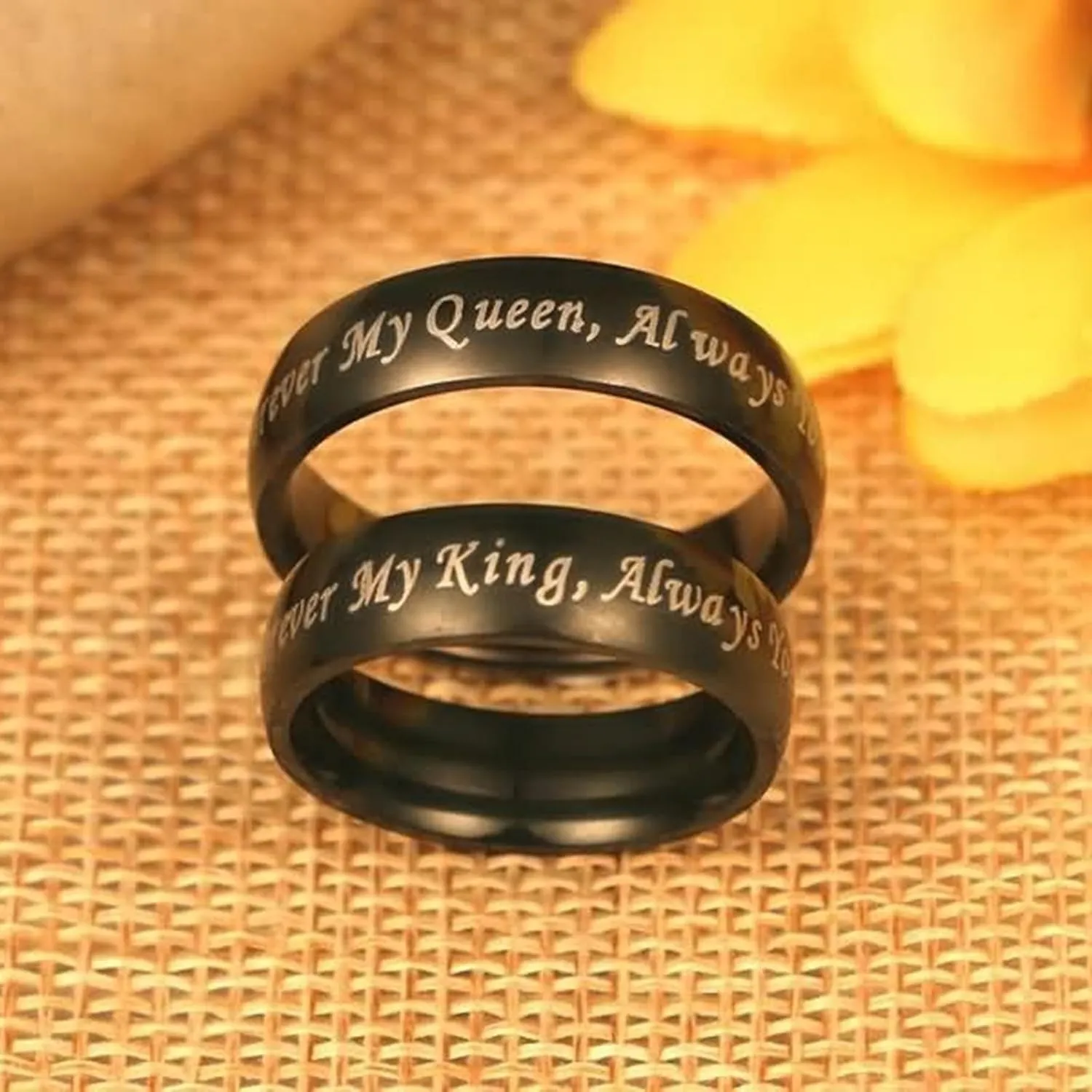 His and Hers Rings Sets, Engagement Rings for Couples Set Stainless Steel Comfort Fit 6mm Forever King and Queen Ring