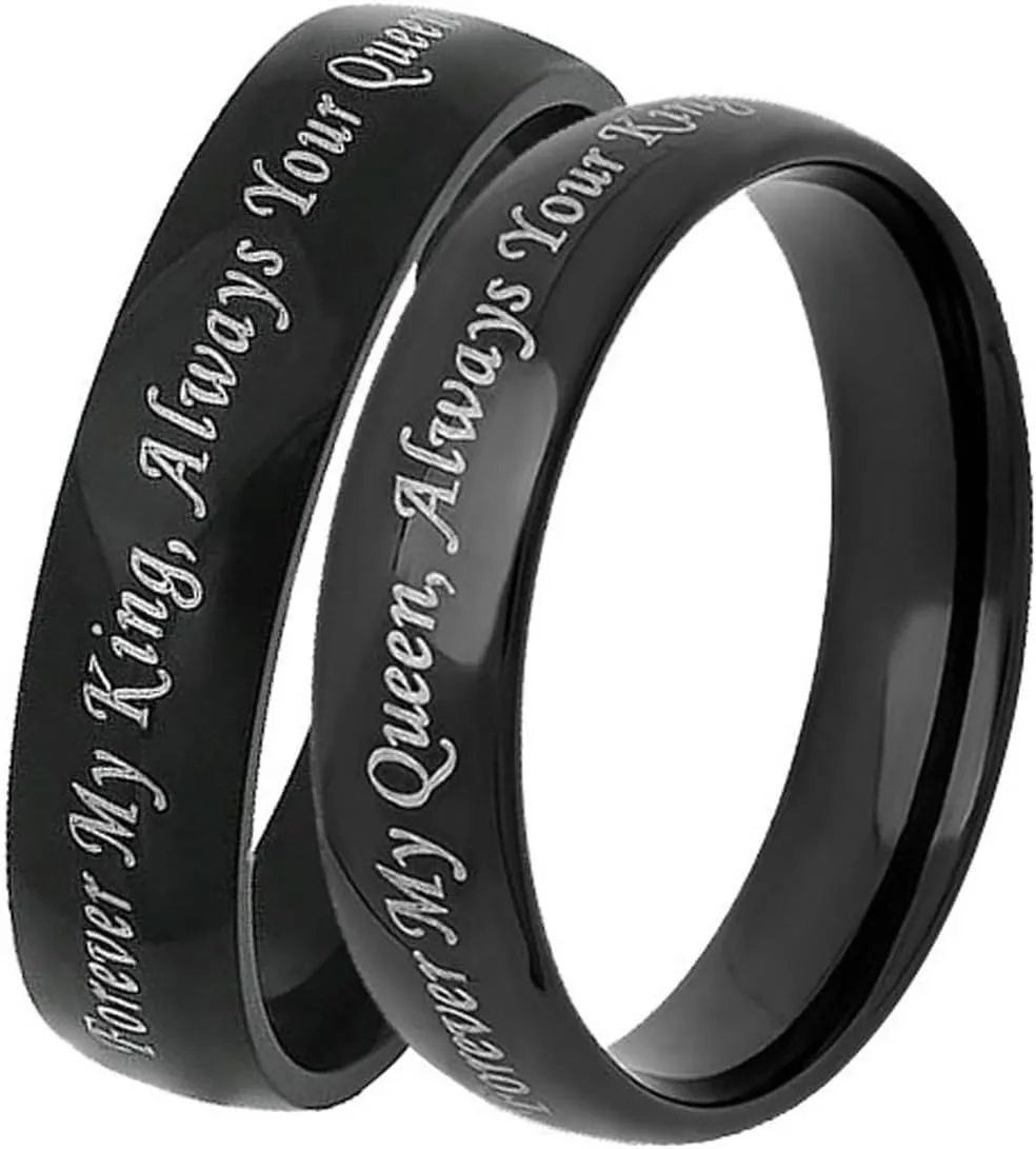 His and Hers Rings Sets, Engagement Rings for Couples Set Stainless Steel Comfort Fit 6mm Forever King and Queen Ring