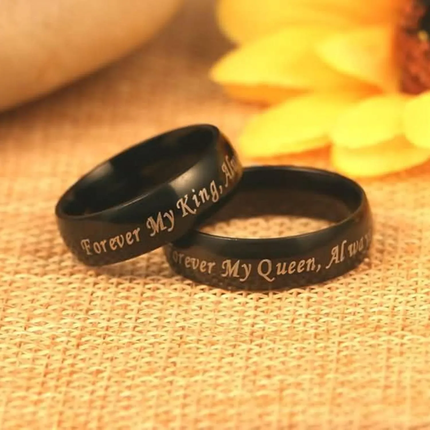 His and Hers Rings Sets, Engagement Rings for Couples Set Stainless Steel Comfort Fit 6mm Forever King and Queen Ring