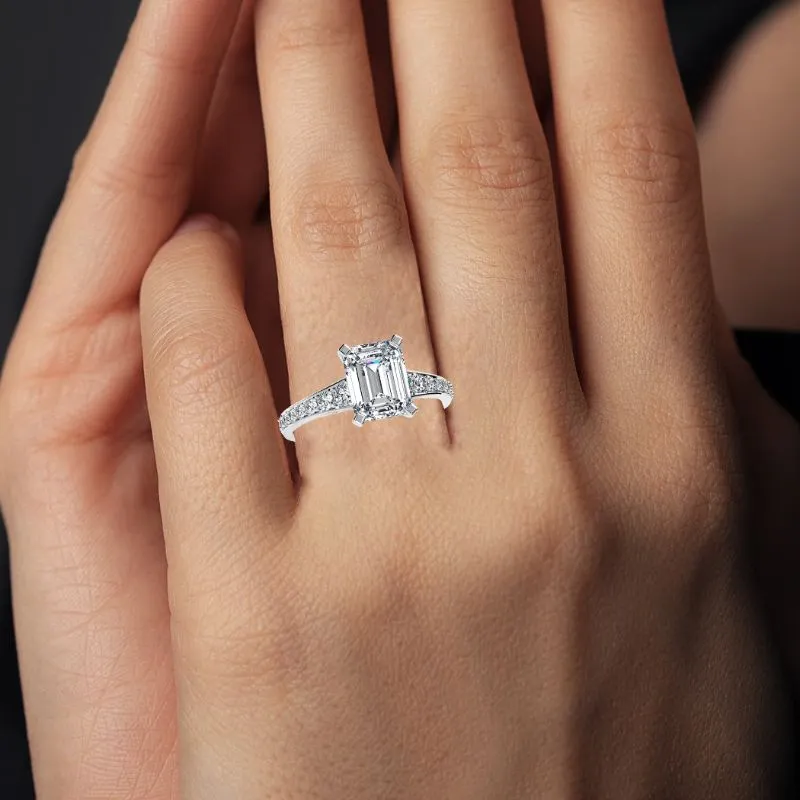 Holly - Emerald Moissanite Engagement Ring
