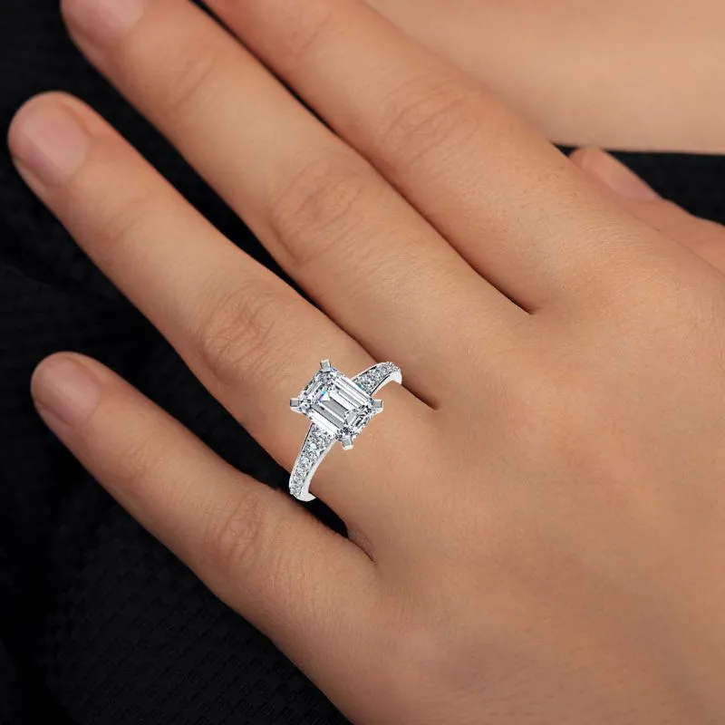 Holly - Emerald Moissanite Engagement Ring