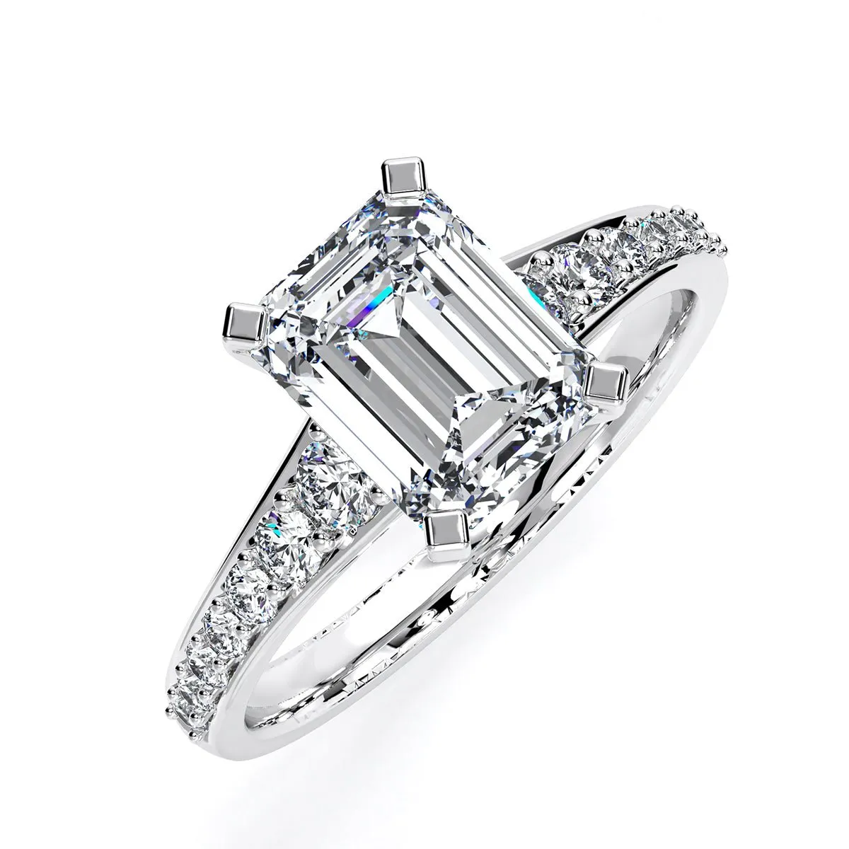 Holly - Emerald Moissanite Engagement Ring