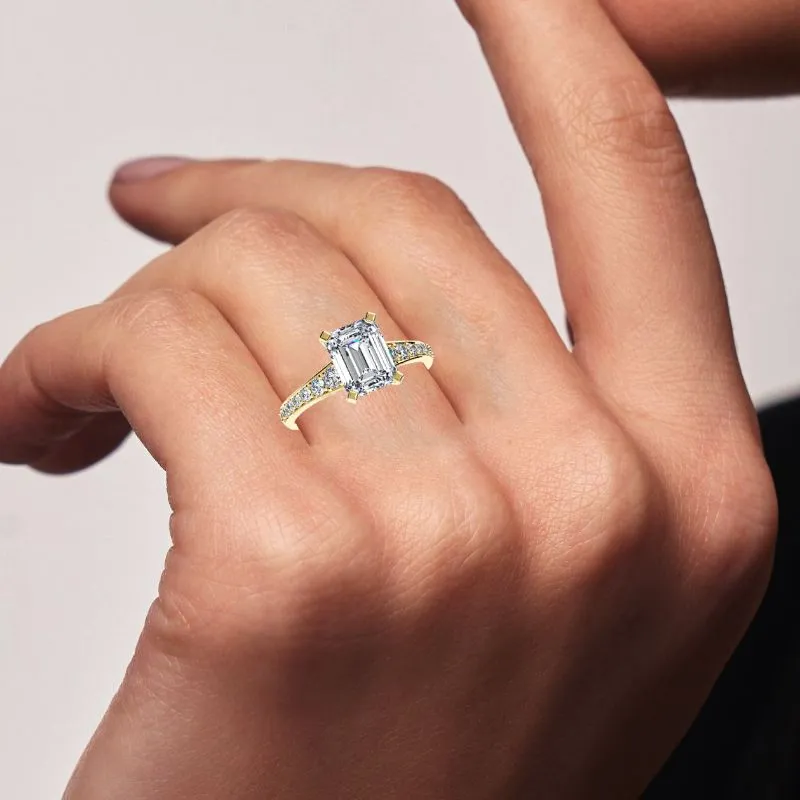 Holly - Emerald Moissanite Engagement Ring