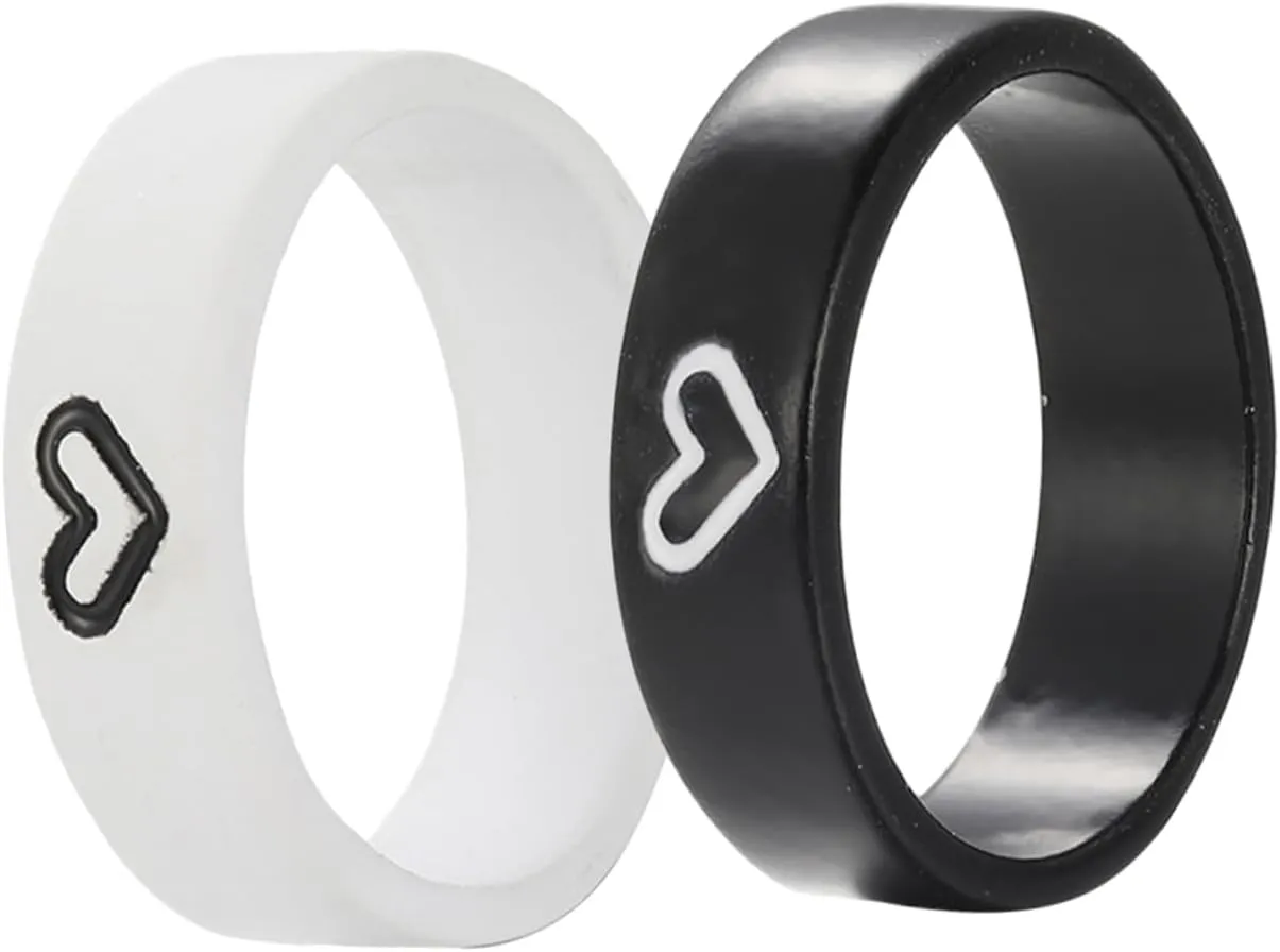 Homoyoyo 1 Pair Matching Promise Rings for Couples Heart Shaped Wedding Bands Elegant Engagement Rings Present for Valentine Day Anniversary and Special Occasions