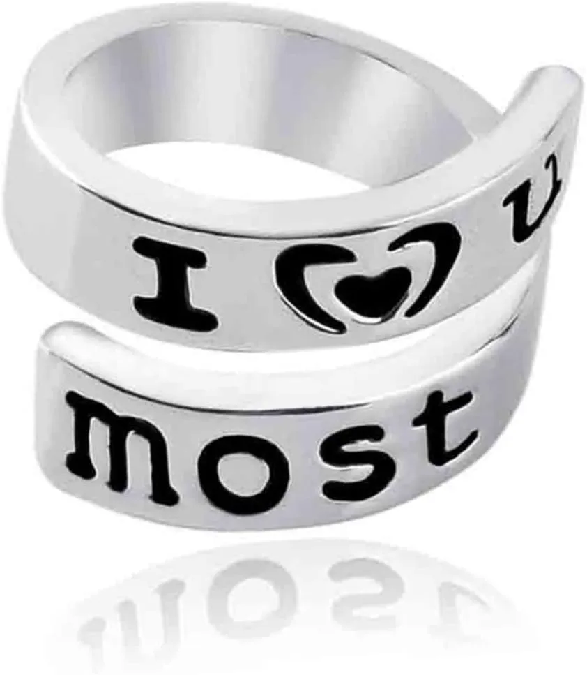 Homoyoyo I Love You Most More Promise Rings Set Couples Jewelry Valentine's Day Present Engraved Ring for Her Him