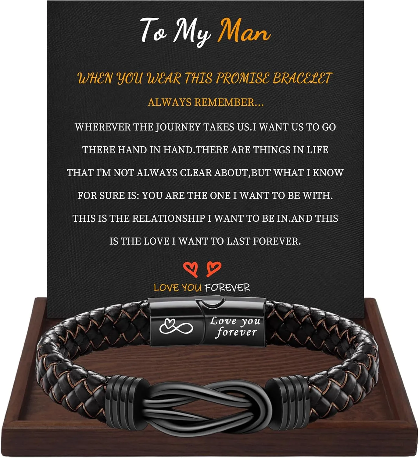 I Love You Gifts for Him Leather Bracelet for Men Knot Infinity Bracelets Valentines Day Gift for Husband Boyfriend Dad Son Grandson Anniversary Birthday Jewelry Graduation Gifts for Him 2024